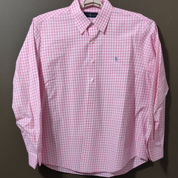 Ralph Lauren Pink/White Gingham Long Sleeve Button Down Shirt Men's XXL - Picture 1 of 4